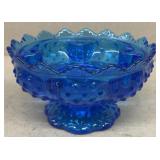 Hobnail blue candy dish