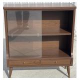 Glass two shelf bookcase