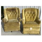 (2) Berne furniture yellow swivel chairs