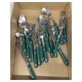 Green handled flatware