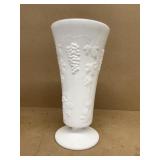 Milk glass vase grape pattern