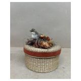 Decorated weave basket with lid