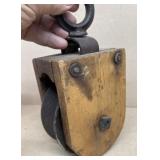 Wooden barn pulley