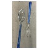 Glass spoon, and fork
