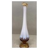 Hobnail, pink and Amber vase