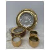 Gold rim plates, and glasses