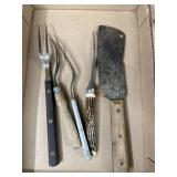 Meat, Cleaver and forks