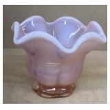 Pink/ white ruffle vase