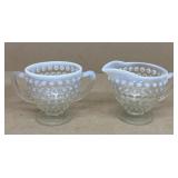 Hobnail cream and sugar