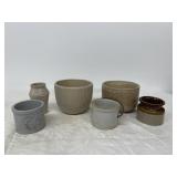 Stoneware bowls and miniature croc