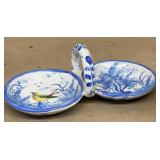 Blue and white dish with bird from Spain