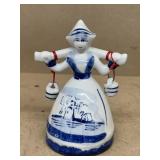 Porcelain blue white, Swiss girl carrying water