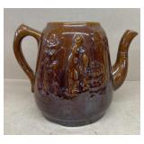 Brown, stoneware water pitcher
