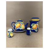 California pantry, tea, pot, salt, and pepper a