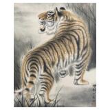 Chinese tiger print framed 27 1/2" x 27 1/2"