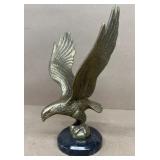 Brass Eagoe on marble base, 10"