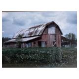 Framed print of barn, signed by Randall SHEDD
