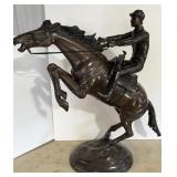 Race horse and rider bronze statue James Ballard