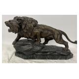 T. CARTIER lion bronze statue 18" x 12 1/2"
