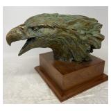 Eagle head statue, signed Sandy Scott, 13" x 12"