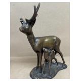 Bronze Deer and fawn, missing antler