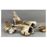 (5) Wooden carved eagle heads from India