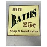 Hot Baths metal sign