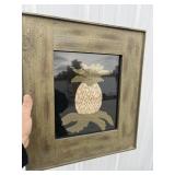 Pineapple stitched art framed