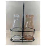 Liberty milk, Company, pink glass, milk bottle,