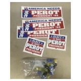 Ross Perot political stickers and marbles