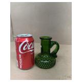 Hobnail green pitcher