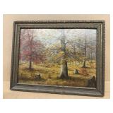 Painting of trees on board signed smith