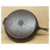 Large cast-iron 15 1/2 inch across pan