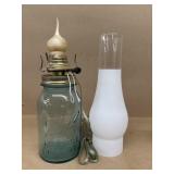 Ball jar lamp with silicone lightbulb.