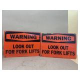 Warning lookout for forklifts signs plastic