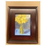 Painting of vase on board signed STEADEY framed