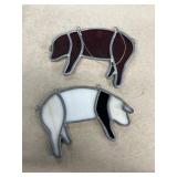 Stained glass pigs