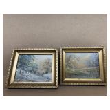 (2) paintings signed BS small size
