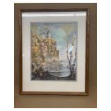 Raymond POULIN watercolor of seagulls and