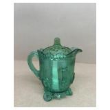 Green glass creamer