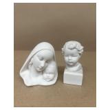 Madonna, and little girl statues