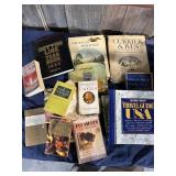 Miscellaneous books, courier, knives, travel,