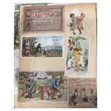 Vintage paper goods advertisement in scrapbook