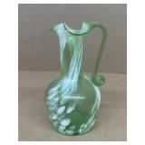 Green blown glass pitcher