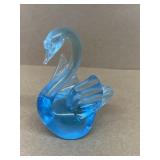 Blue glass swan