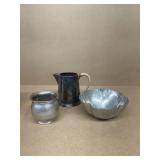 Bowl creamer, pewter dish