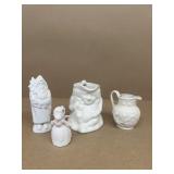 White pottery Santa and mugs