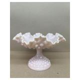 Hobnail pink ruffled compote