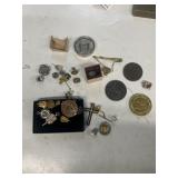 Tombstone, saloon coin, Girl Scout ring,