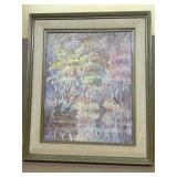 Autumn reflections painting on board signed POULIN